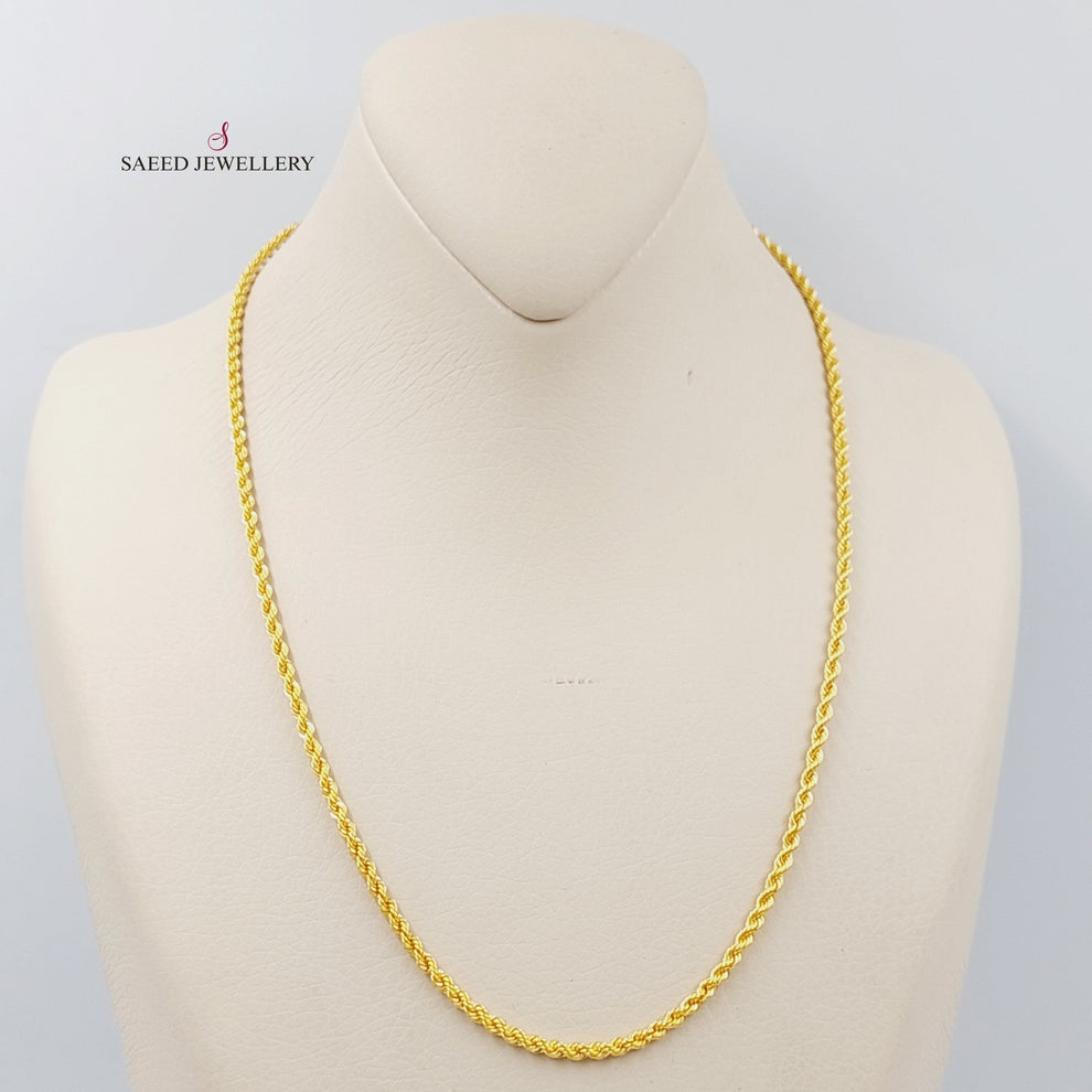 21K Gold Medium Thickness Rope Chain by Saeed Jewelry - Image 1