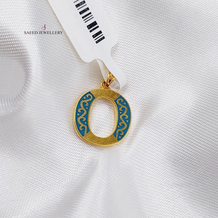 21K Gold O Letter Pendant by Saeed Jewelry - Image 2