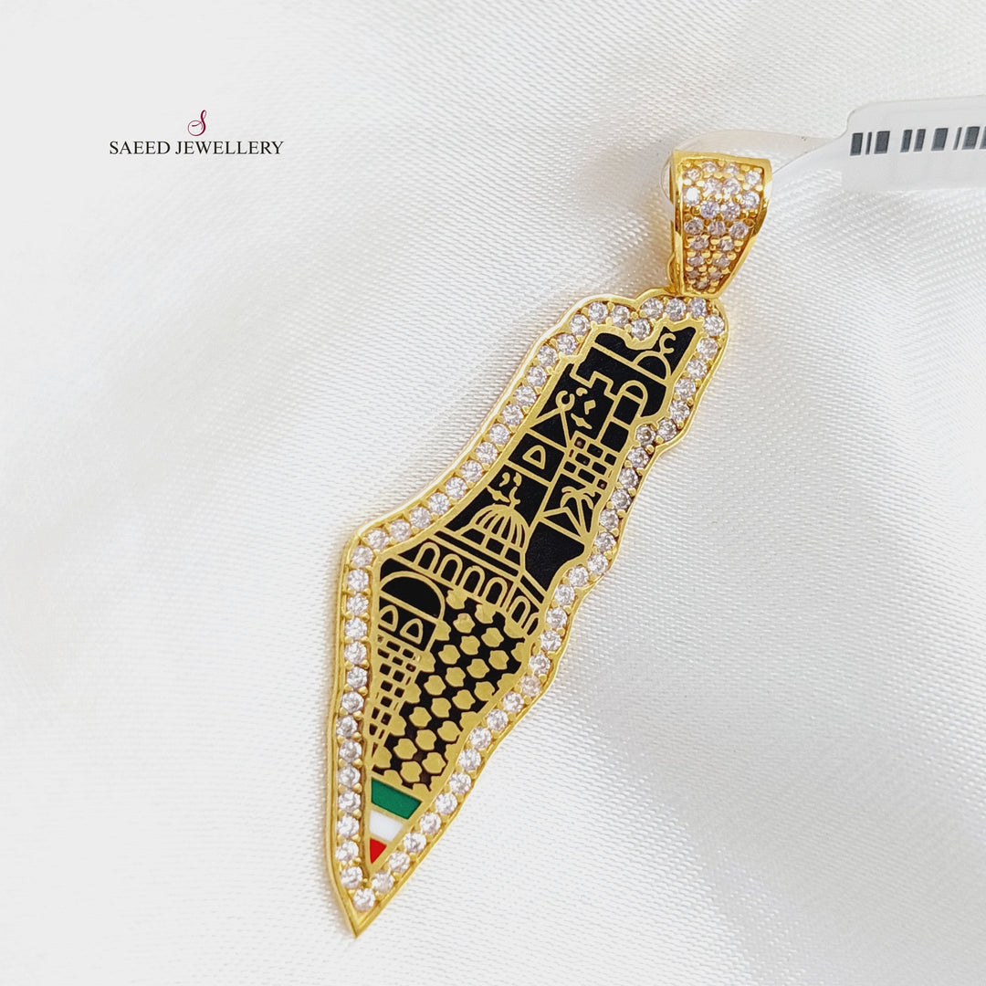 21K Gold Palestine map Pendant by Saeed Jewelry - Image 4