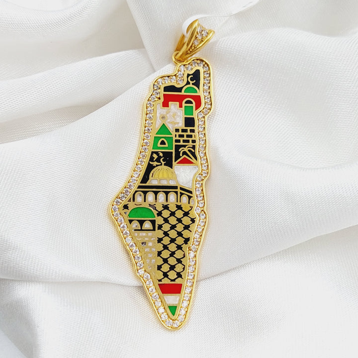 21K Gold Palestine map Pendant by Saeed Jewelry - Image 3