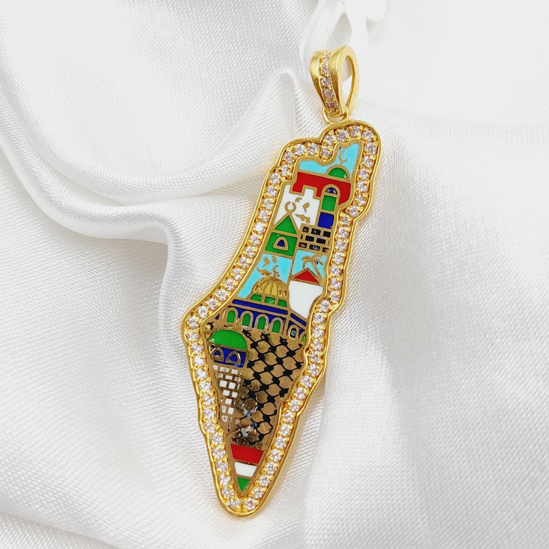 21K Gold Palestine map Pendant by Saeed Jewelry - Image 4