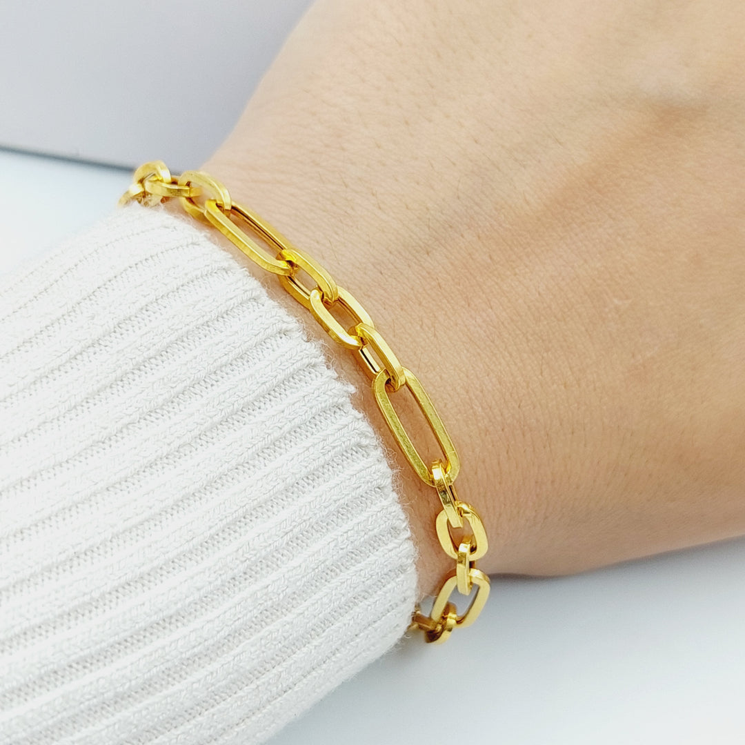 21K Gold Paperclip Bracelet by Saeed Jewelry - Image 5