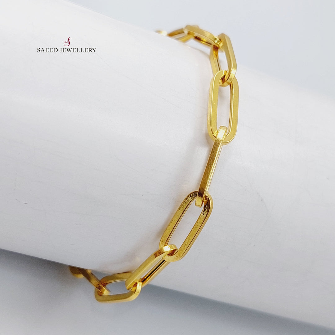 21K Gold Paperclip Bracelet by Saeed Jewelry - Image 2