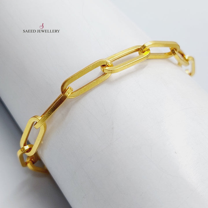 21K Gold Paperclip Bracelet by Saeed Jewelry - Image 3