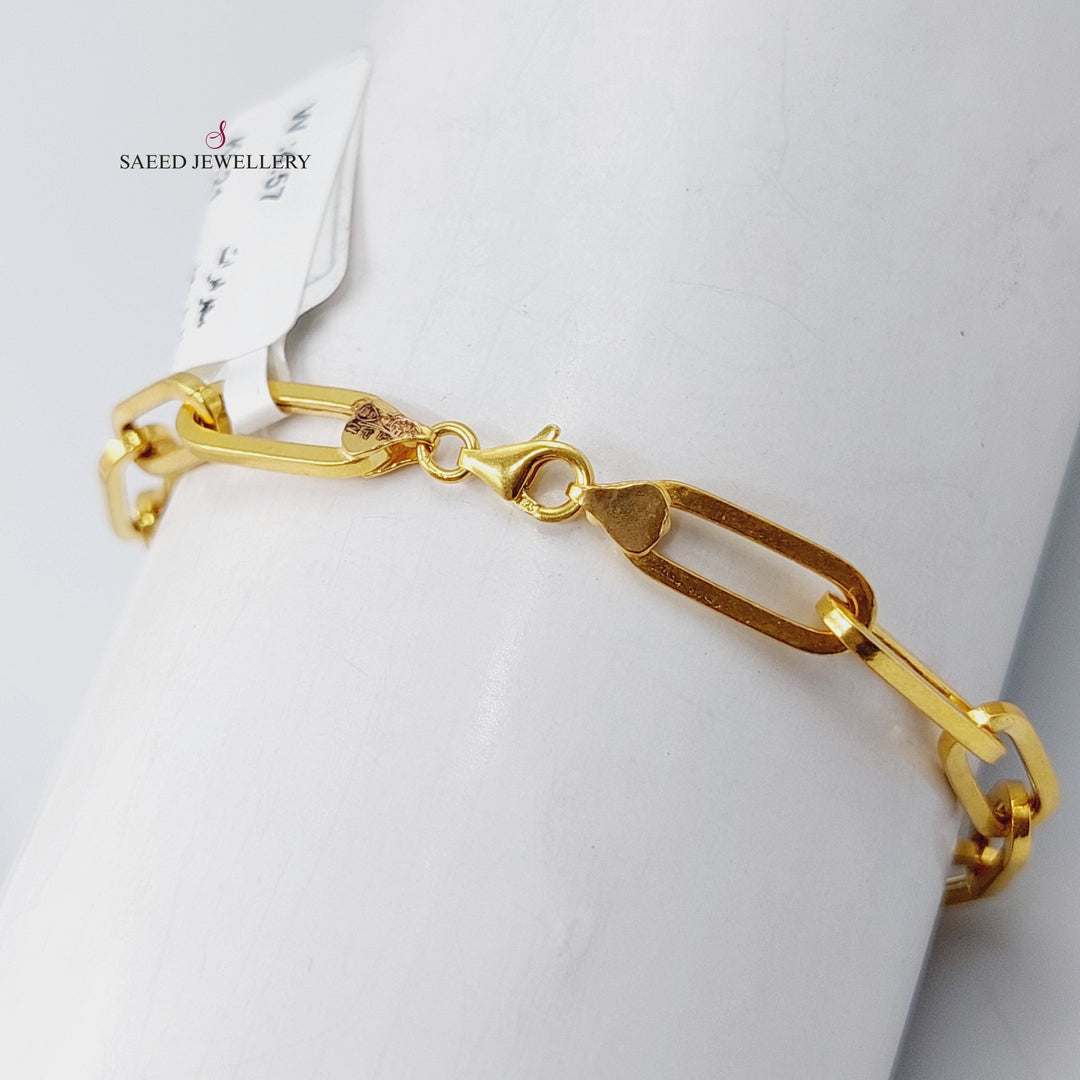 21K Gold Paperclip Bracelet by Saeed Jewelry - Image 4