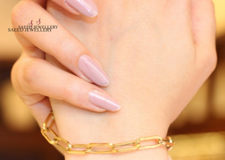 21K Gold Paperclip Bracelet by Saeed Jewelry - Image 5