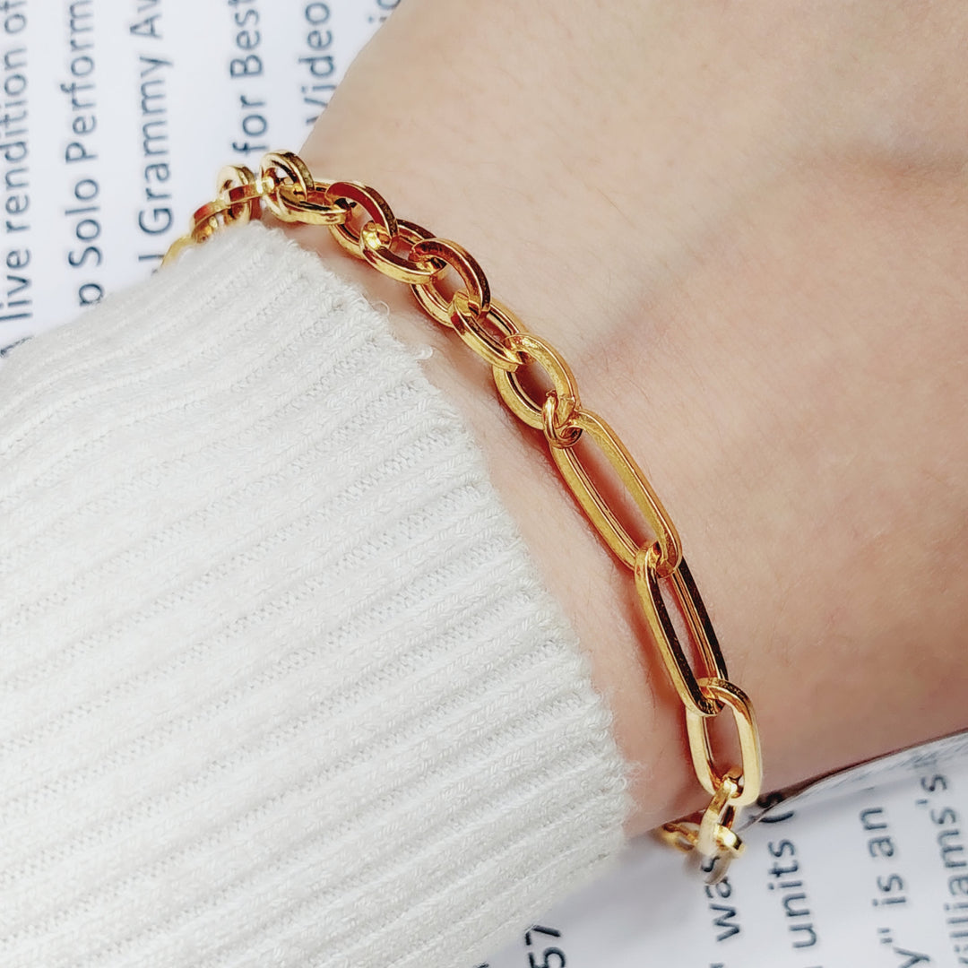 21K Gold Paperclip Bracelet by Saeed Jewelry - Image 4