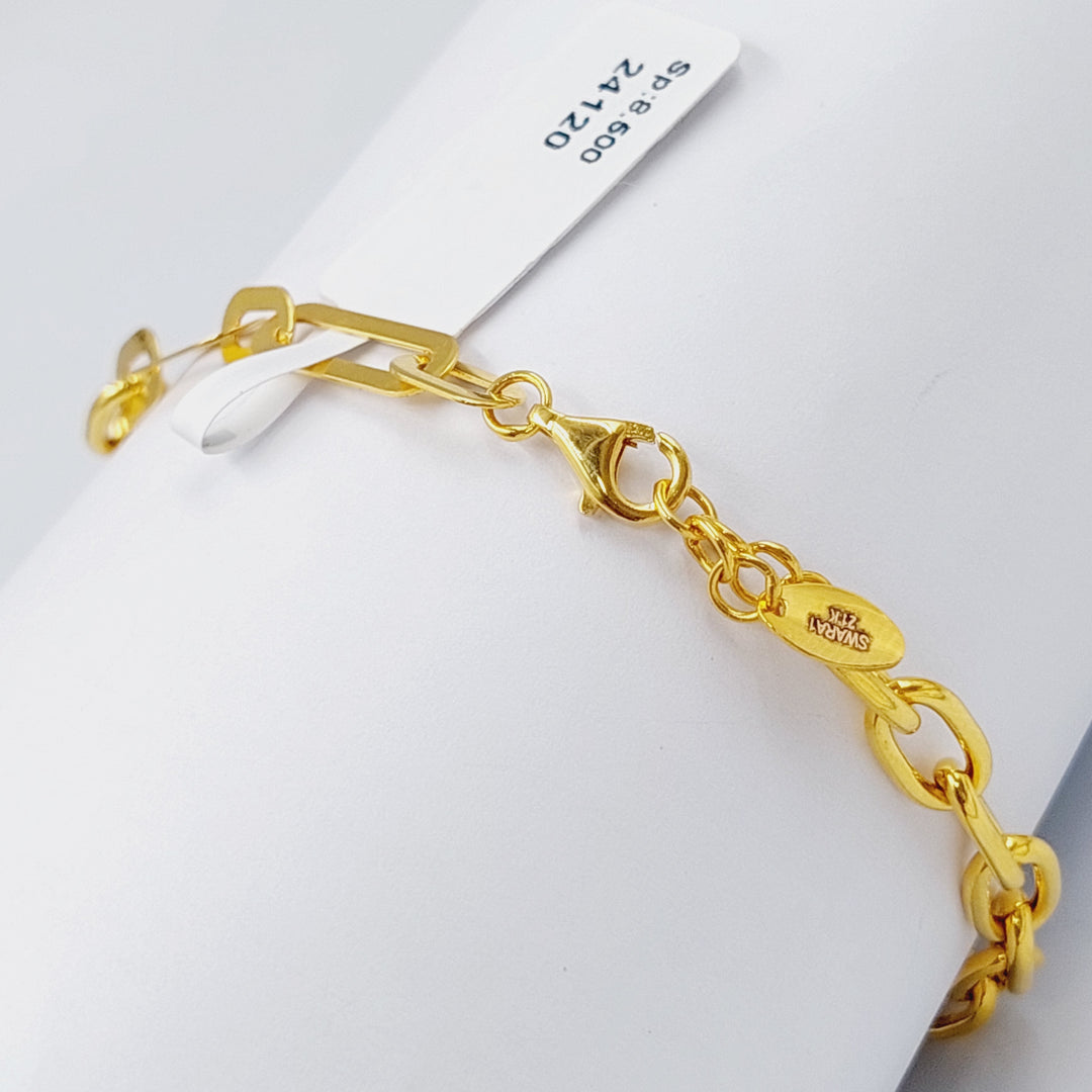 21K Gold Paperclip Bracelet by Saeed Jewelry - Image 3