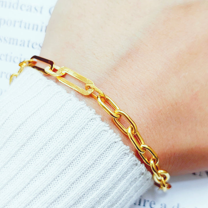 21K Gold Paperclip Bracelet by Saeed Jewelry - Image 4