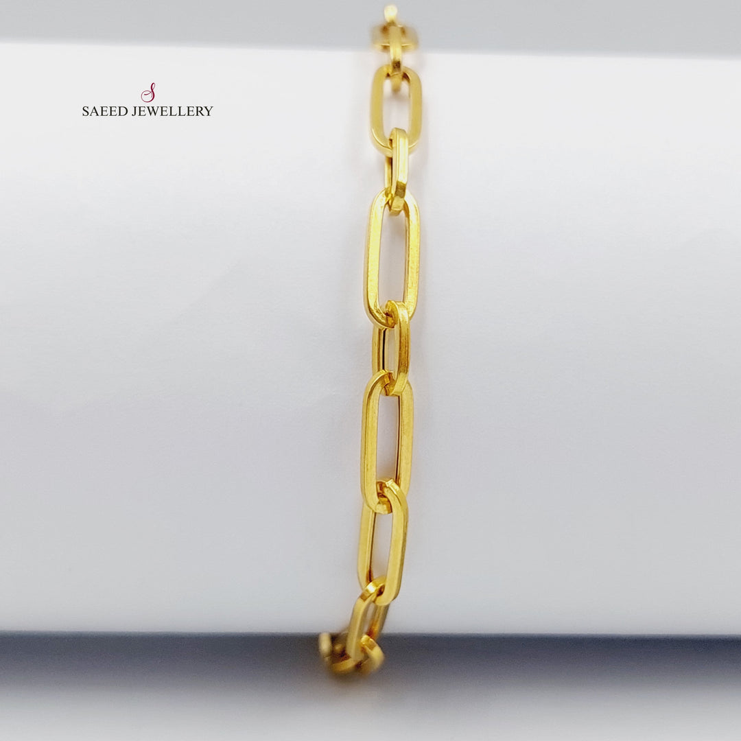 21K Gold Paperclip Bracelet by Saeed Jewelry - Image 3