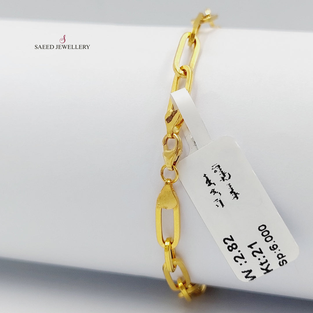 21K Gold Paperclip Bracelet by Saeed Jewelry - Image 8