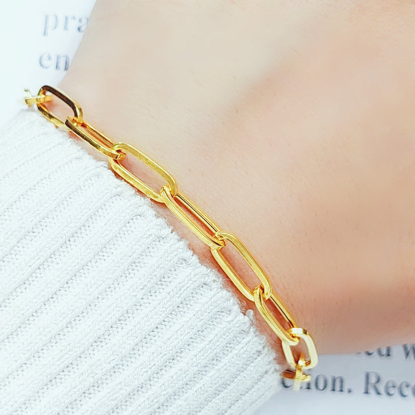 21K Gold Paperclip Bracelet by Saeed Jewelry - Image 9