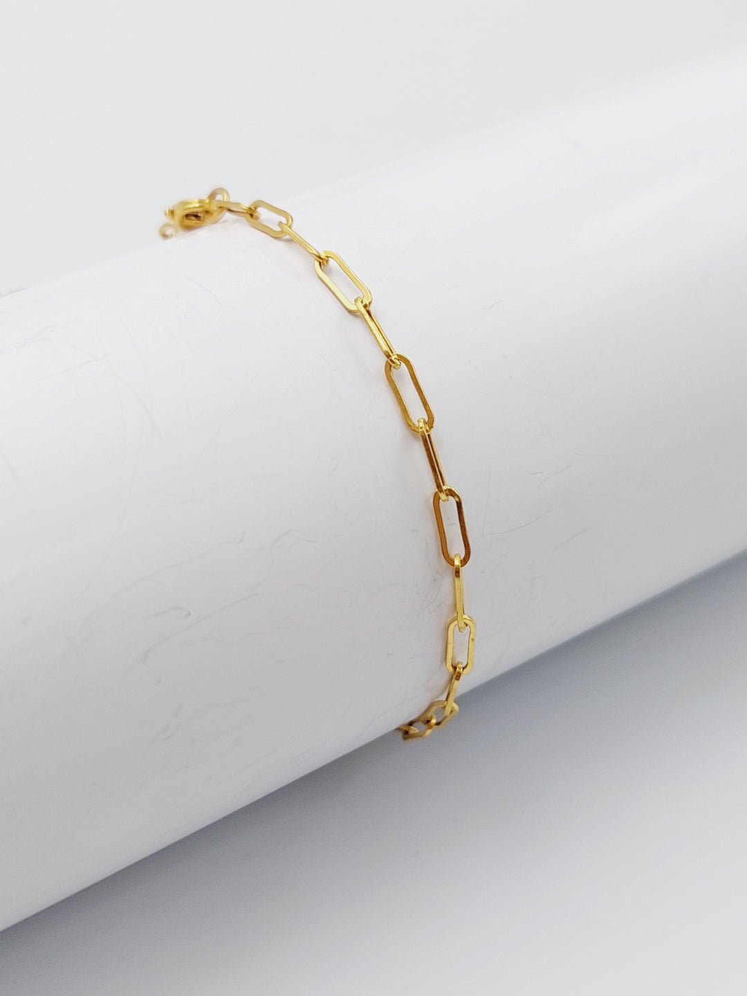 21K Gold Paperclip Bracelet by Saeed Jewelry - Image 2