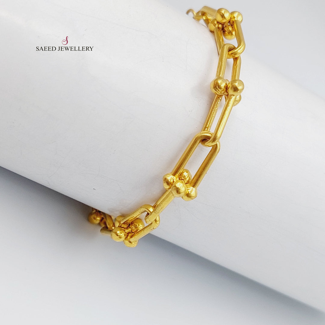 21K Gold Paperclip Bracelet by Saeed Jewelry - Image 2