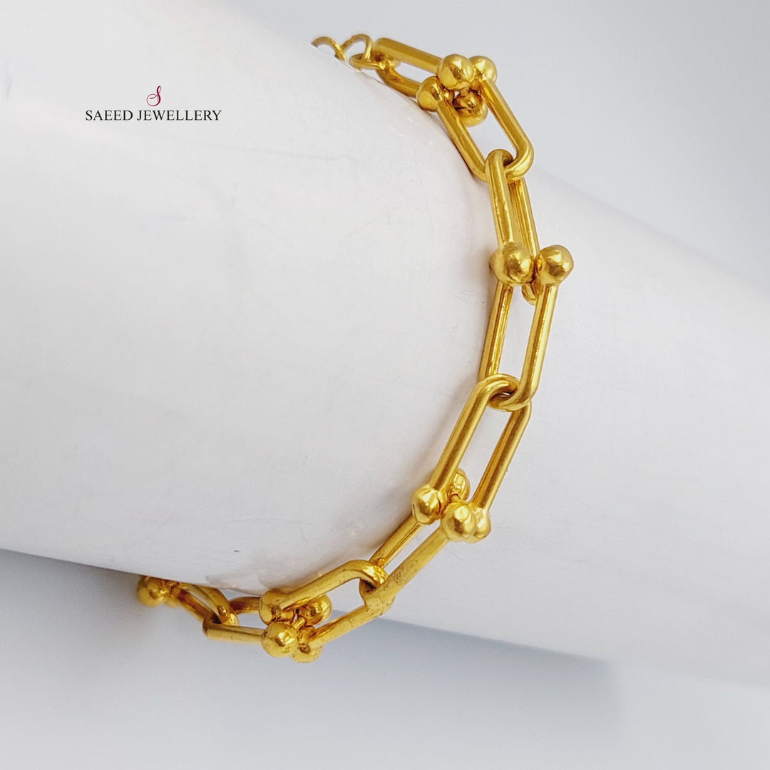 21K Gold Paperclip Bracelet by Saeed Jewelry - Image 1