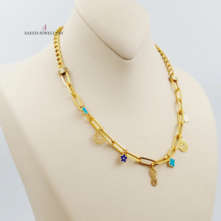 21K Gold Paperclip Enamel Necklace by Saeed Jewelry - Image 1