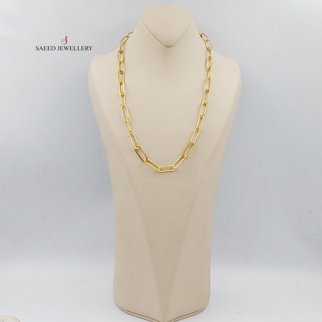 21K Gold Paperclip Necklace Cahin by Saeed Jewelry - Image 3