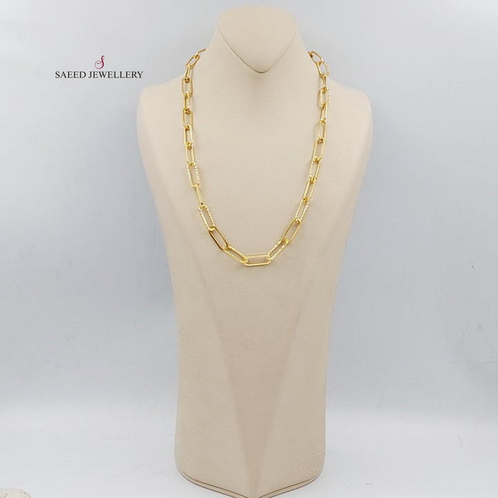 21K Gold Paperclip Necklace Cahin by Saeed Jewelry - Image 3