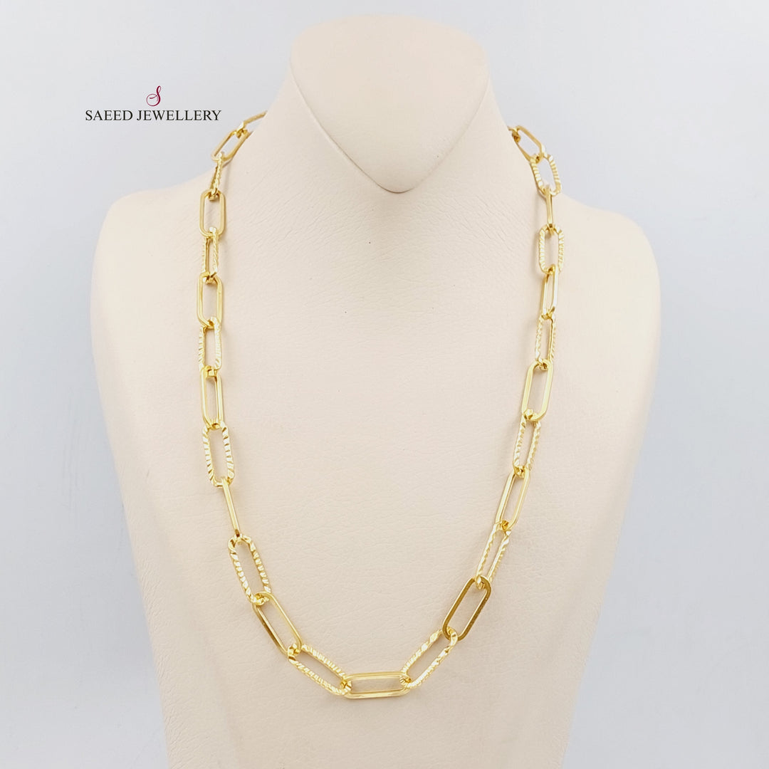 21K Gold Paperclip Necklace Cahin by Saeed Jewelry - Image 4