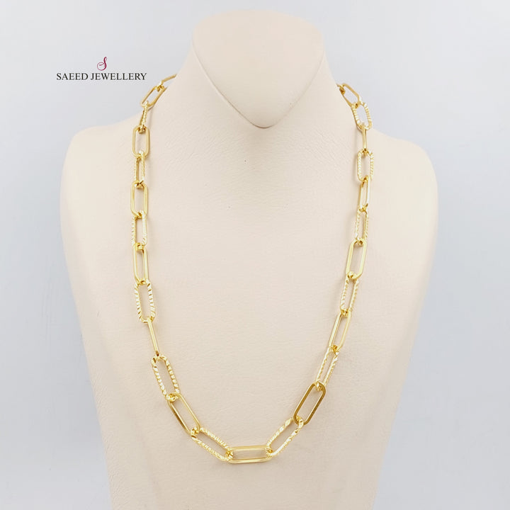 21K Gold Paperclip Necklace Cahin by Saeed Jewelry - Image 4