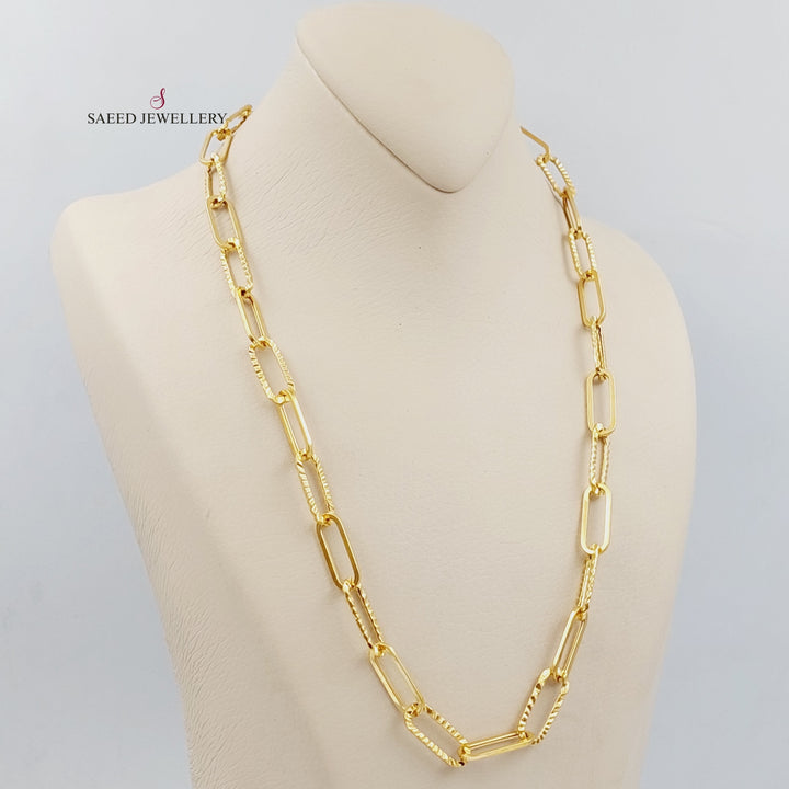 21K Gold Paperclip Necklace Cahin by Saeed Jewelry - Image 5