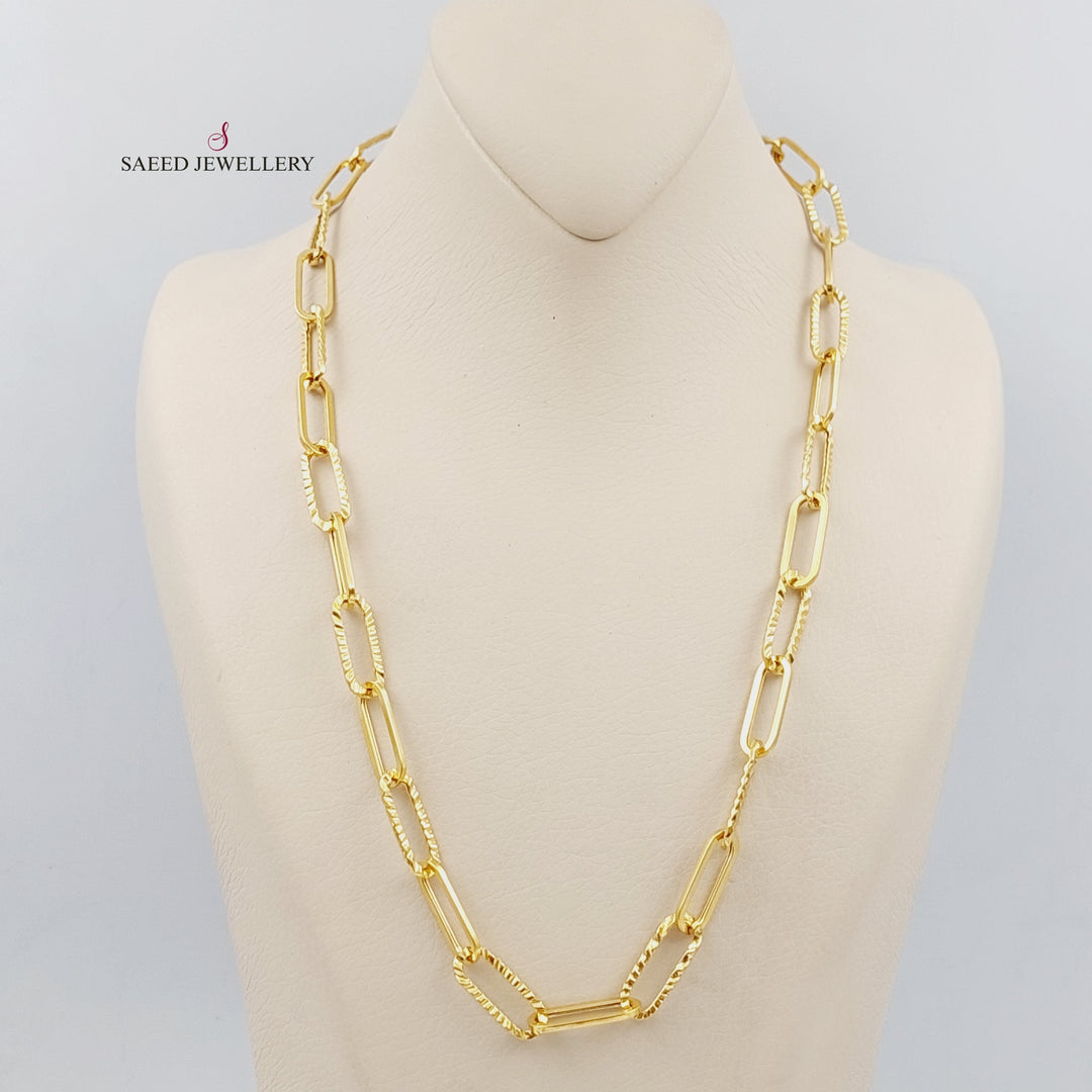 21K Gold Paperclip Necklace Cahin by Saeed Jewelry - Image 1