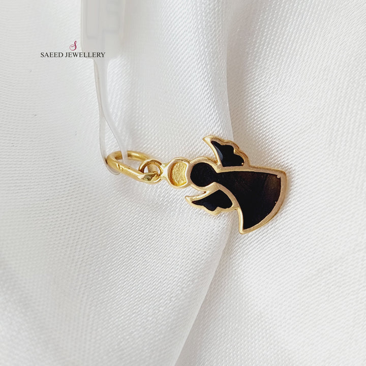 21K Gold Pendant Enamel Angel by Saeed Jewelry - Image 4