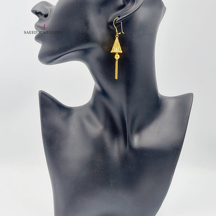 21K Gold Pyramid Earrings by Saeed Jewelry - Image 2