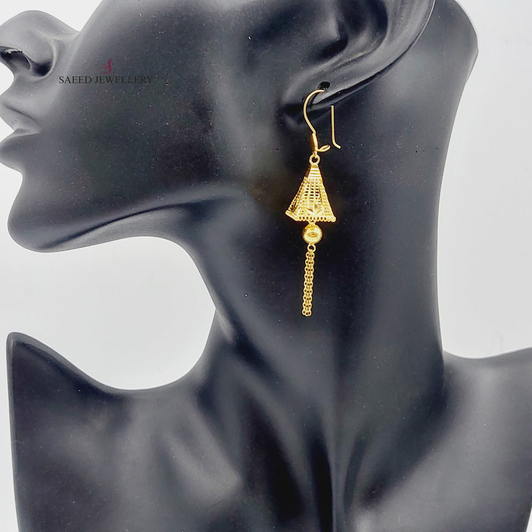 21K Gold Pyramid Earrings by Saeed Jewelry - Image 1