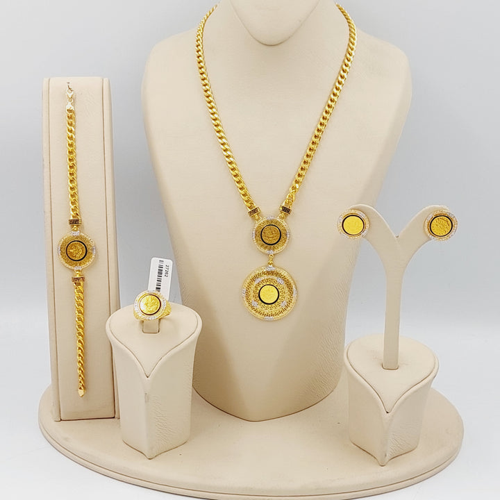 21K Gold Four Pieces Enameled Rashadi Set by Saeed Jewelry - Image 9