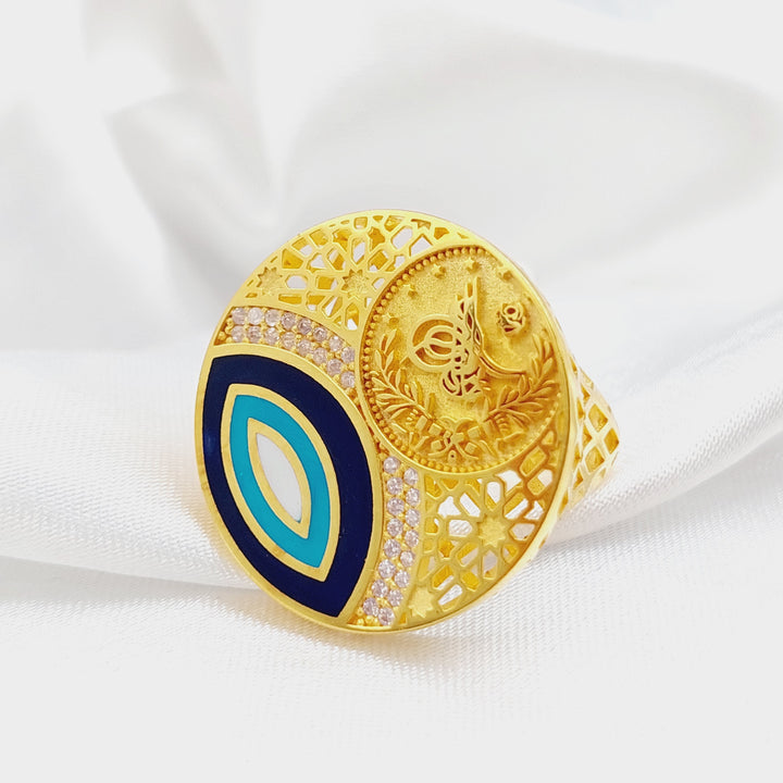 21K Gold Rashadi Enamel Ring by Saeed Jewelry - Image 3