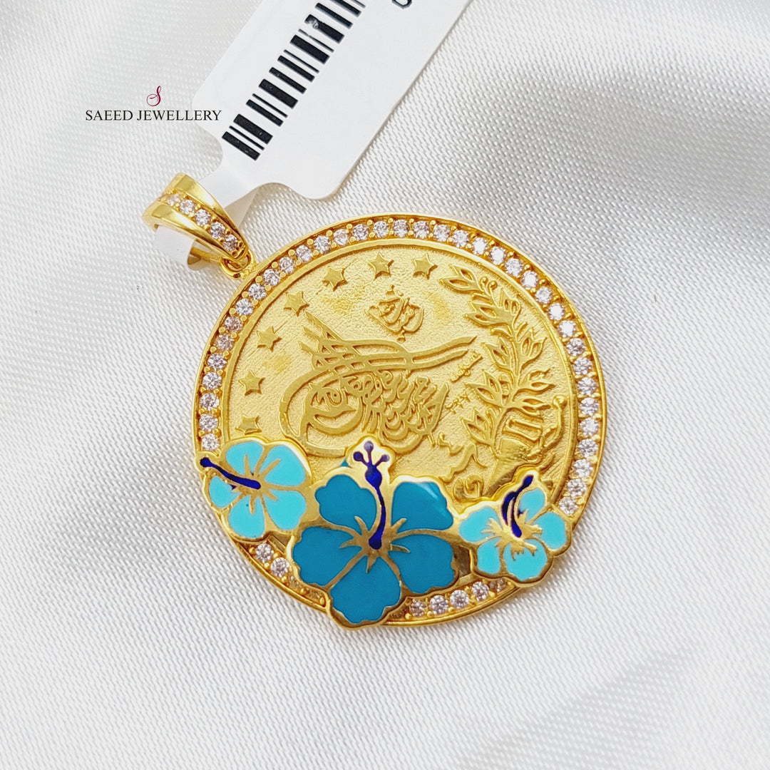 21K Gold Rashadi Enamel's Pendant by Saeed Jewelry - Image 3