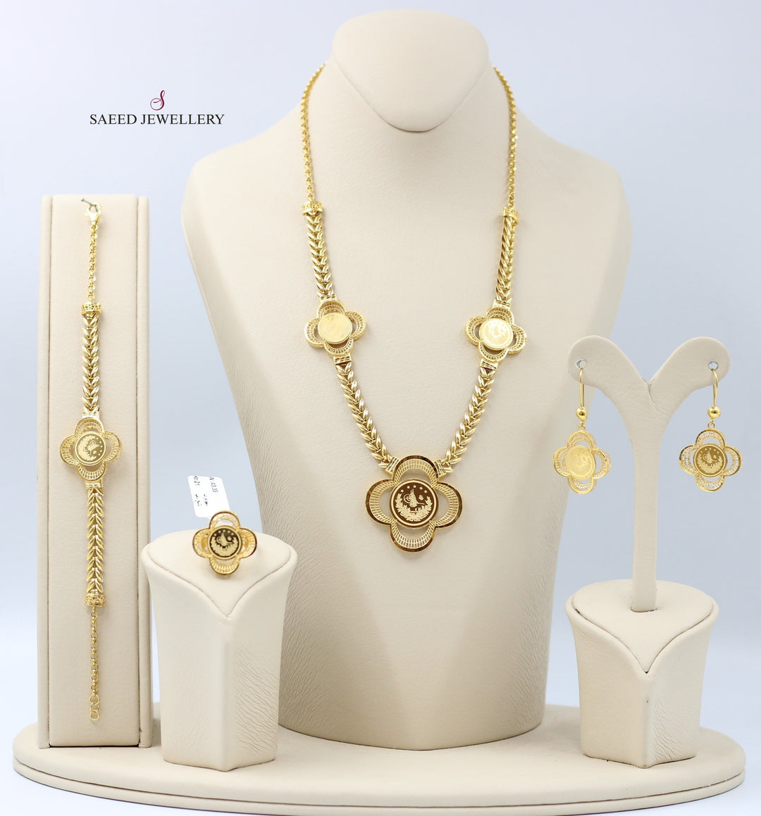 21K Gold Four Pieces Rashadi Turkish Set by Saeed Jewelry - Image 5