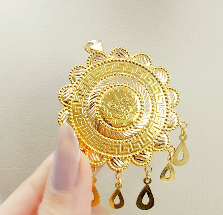 21K Gold Rashadi dinar Pendant by Saeed Jewelry - Image 2