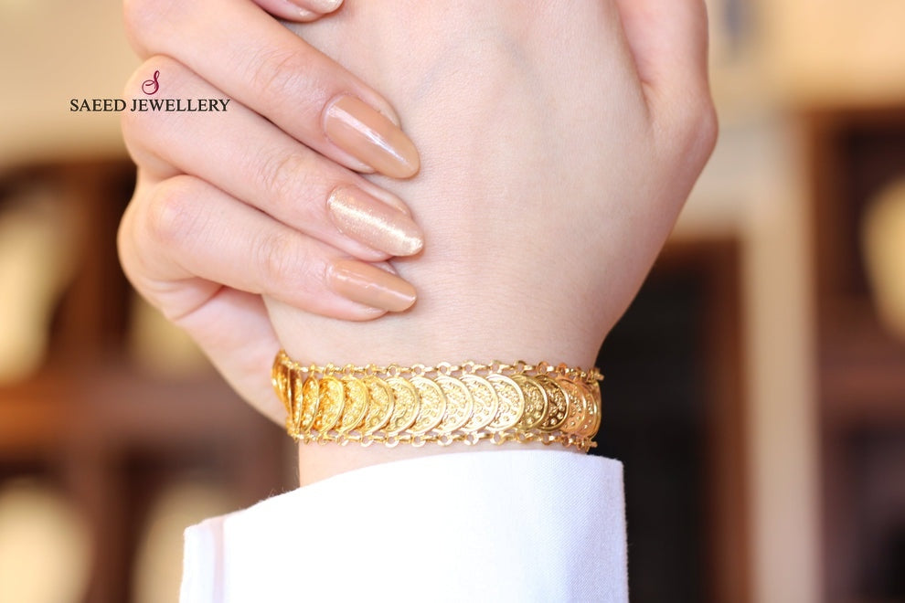 21K Gold Rashadi picnic Bracelet by Saeed Jewelry - Image 4