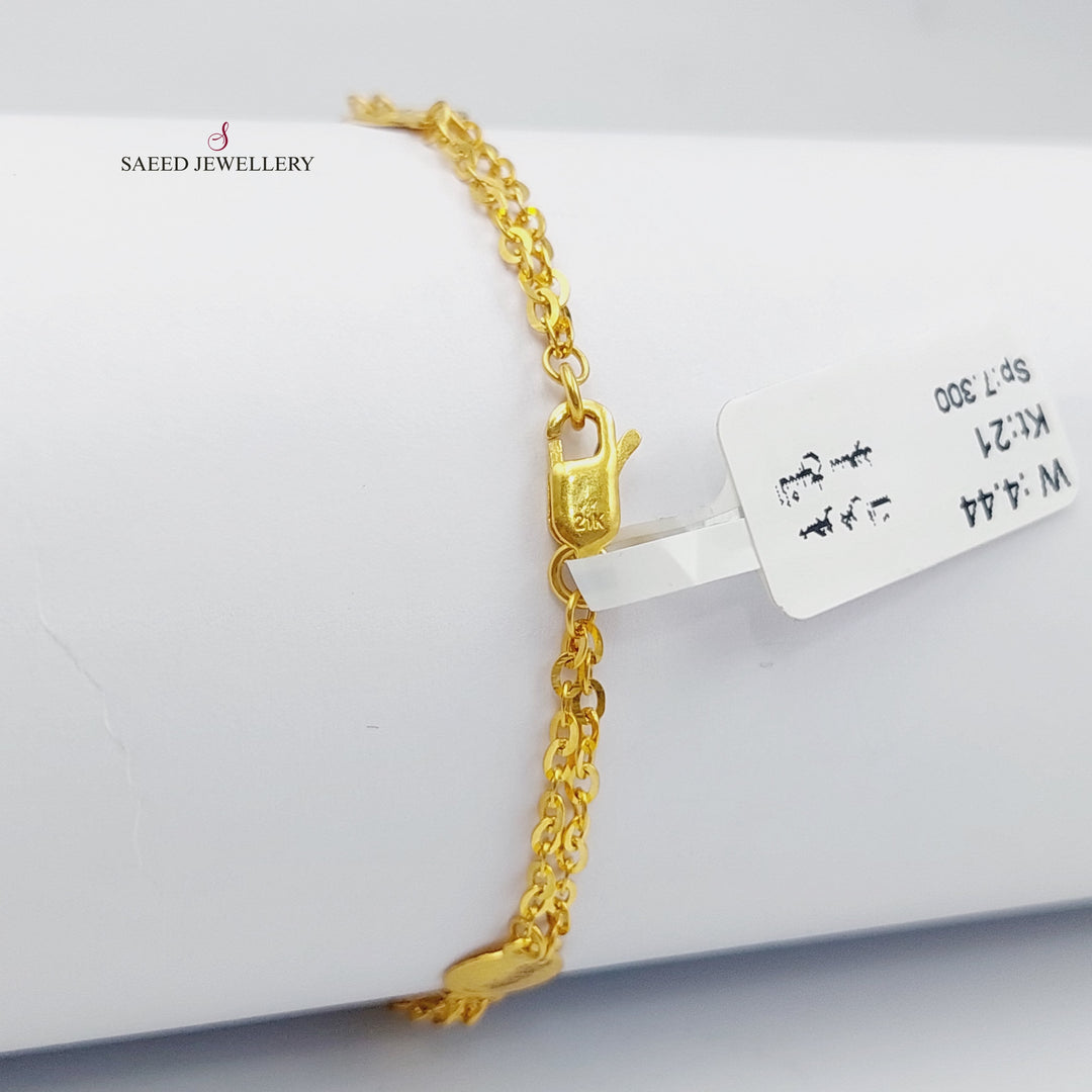 21K Gold Rashadi picnic Bracelet by Saeed Jewelry - Image 3