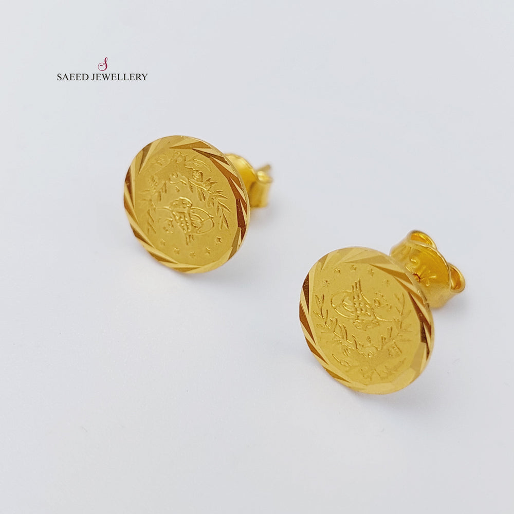 21K Gold Rashadi screw Earrings by Saeed Jewelry - Image 2