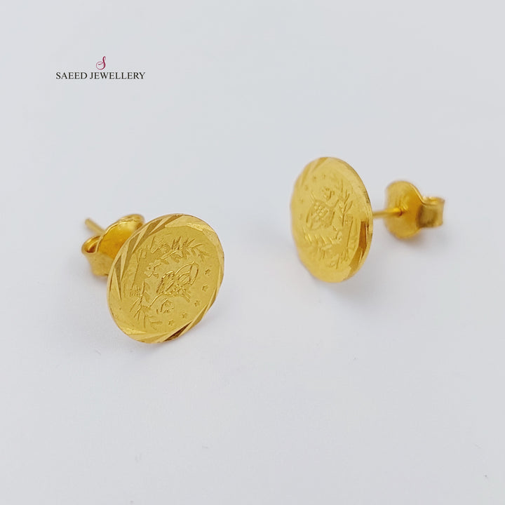 21K Gold Rashadi screw Earrings by Saeed Jewelry - Image 6