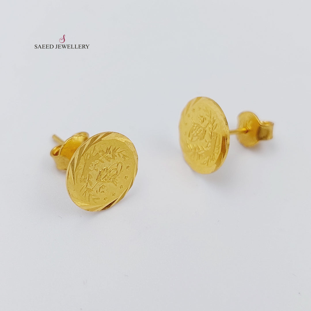 21K Gold Rashadi screw Earrings by Saeed Jewelry - Image 1