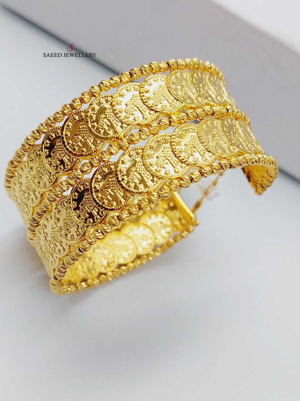 21K Gold Rashadi's Eighths Bracelet by Saeed Jewelry - Image 3