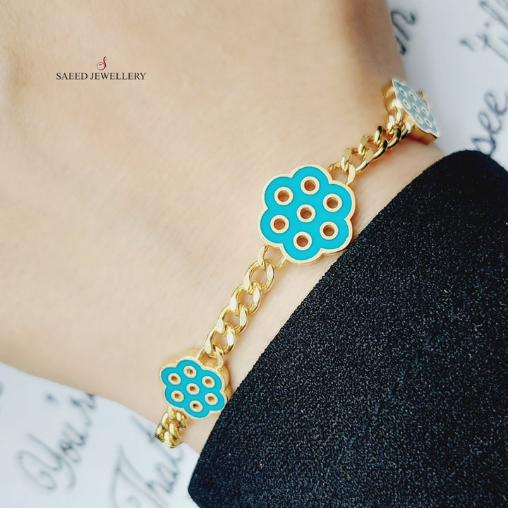 21K Gold Rose Enamel Bracelet by Saeed Jewelry - Image 2