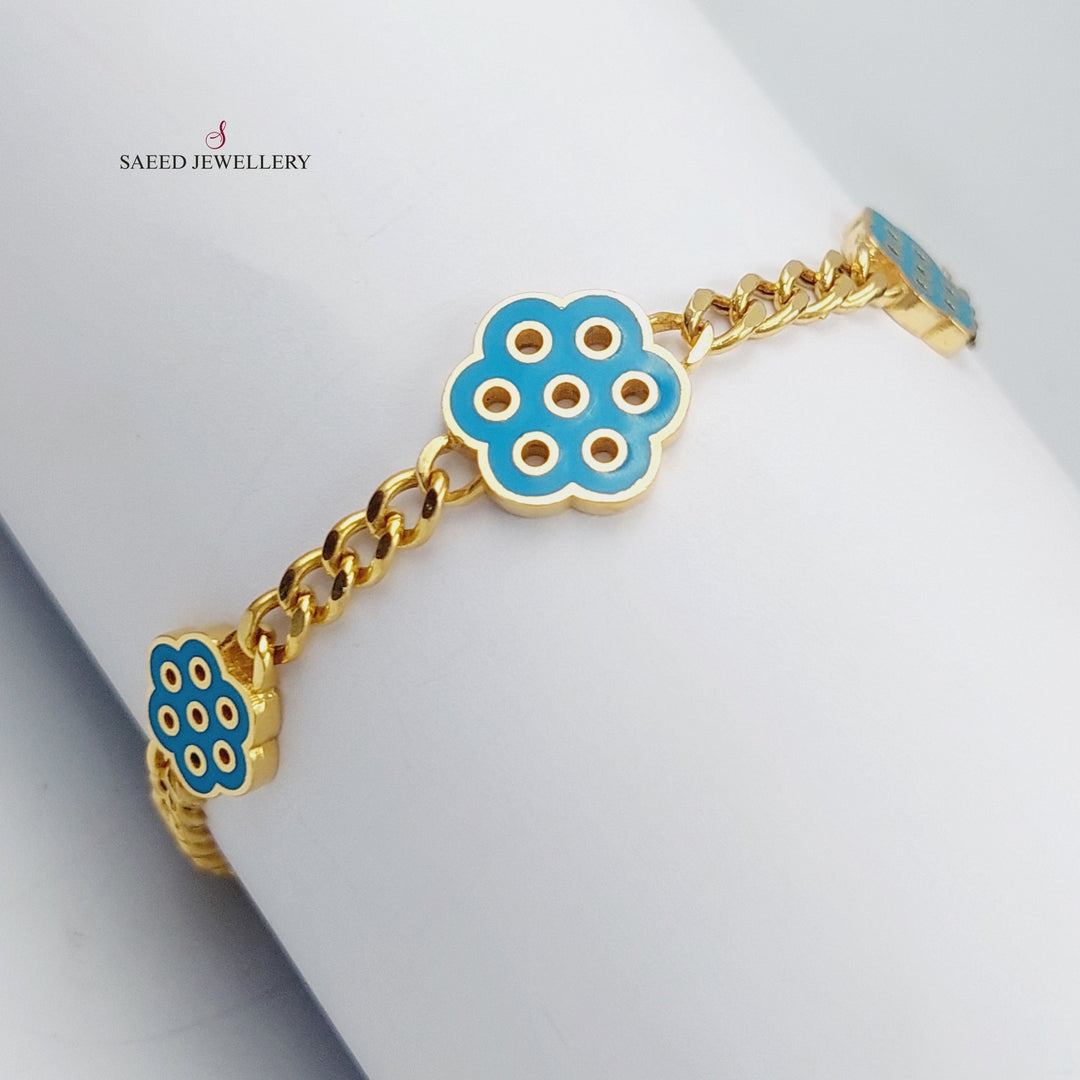 21K Gold Rose Enamel Bracelet by Saeed Jewelry - Image 1