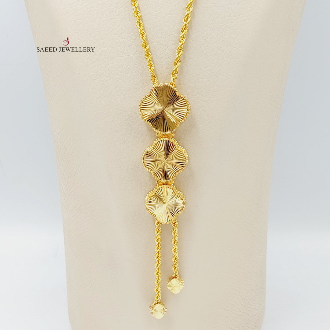 21K Gold Clover Necklace by Saeed Jewelry - Image 2