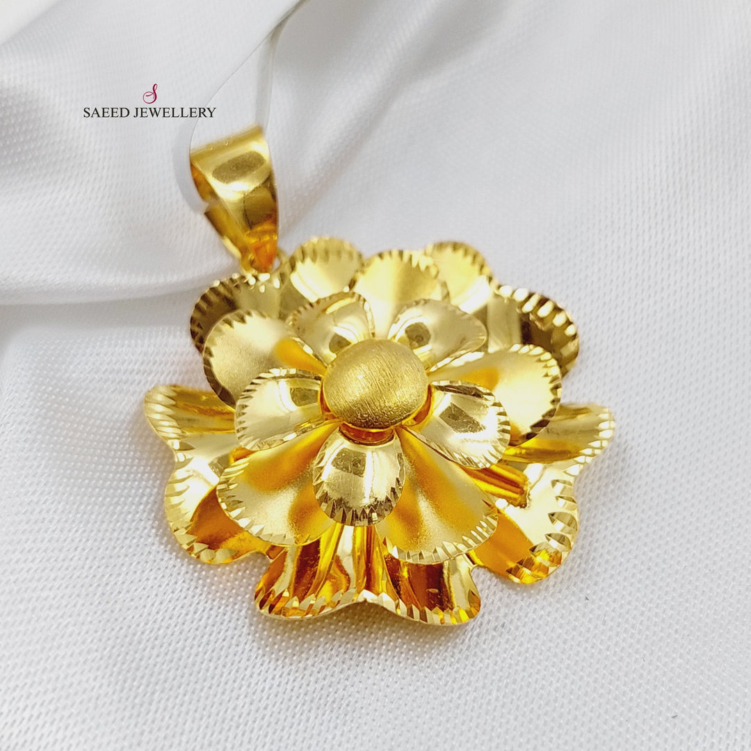 21K Gold Rose Pendant by Saeed Jewelry - Image 4