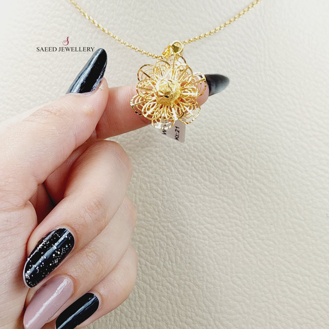 21K Gold Rose Pendant by Saeed Jewelry - Image 2