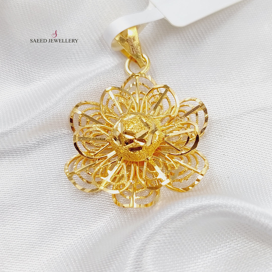 21K Gold Rose Pendant by Saeed Jewelry - Image 3