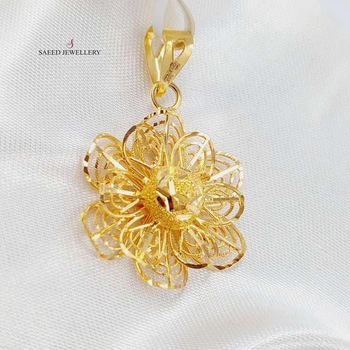 21K Gold Rose Pendant by Saeed Jewelry - Image 4