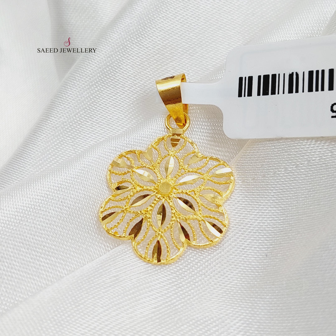 21K Gold Rose Pendant by Saeed Jewelry - Image 3