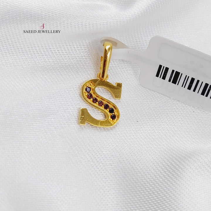 21K Gold S Letter Pendant by Saeed Jewelry - Image 3