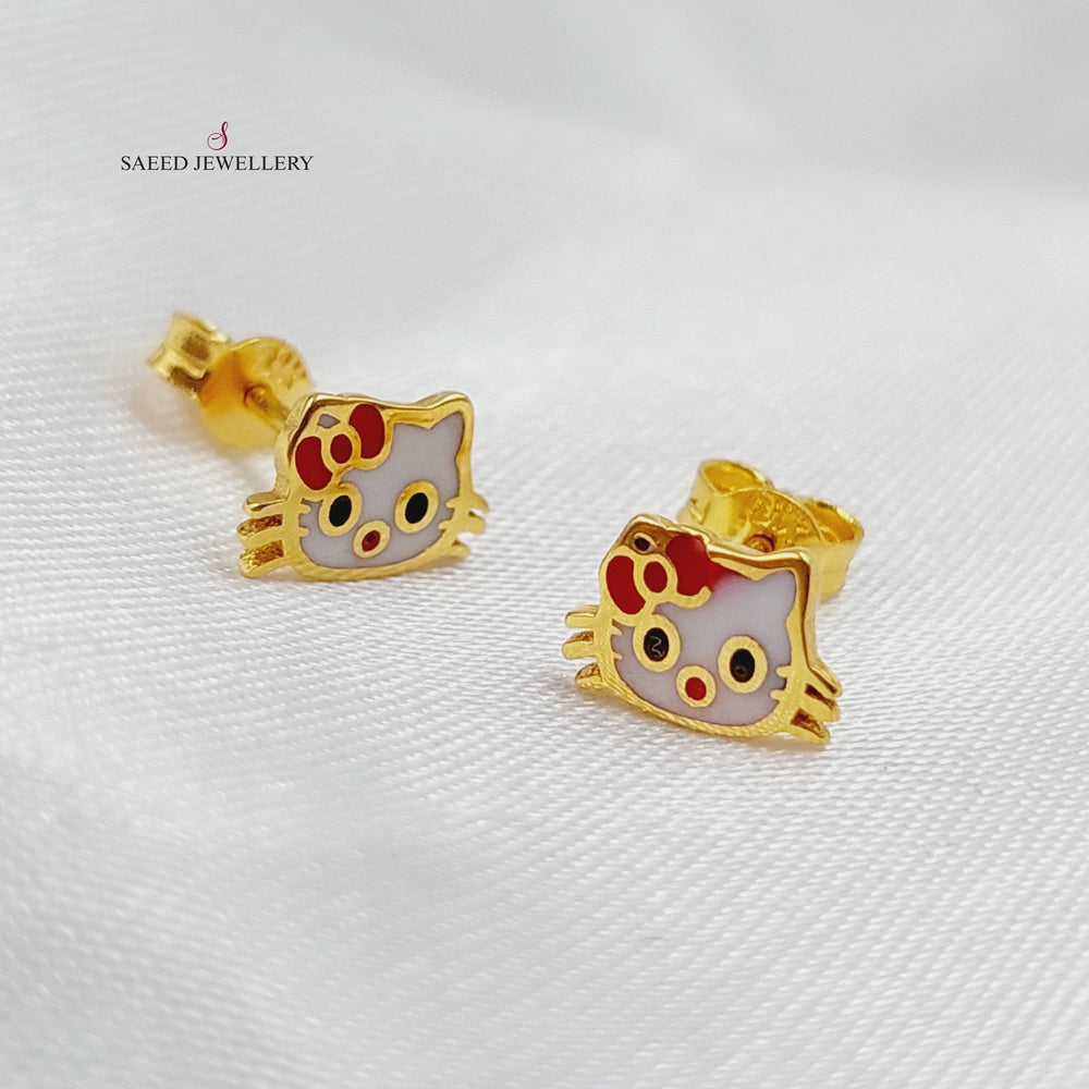 21K Gold Screw Earrings by Saeed Jewelry - Image 2